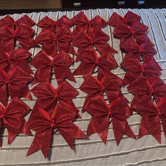 Red Sparkle Cheer Hair Bow - Picture 3 of 3
